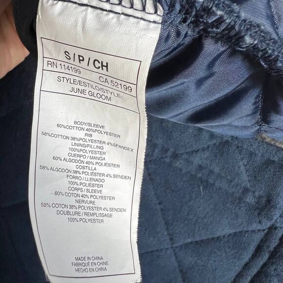 Men's Quilted Quicksilver Knit Jacket Comfortable Soft Coat Navy Blue Gray Small - Picture 4 of 7